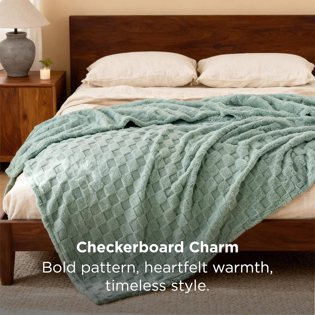 Gentlesoft Blankets Queen Size for Bed - Super Soft Cozy Blanket for Women Men Girls, Large Fuzzy Fleece Throw for Bedroom Decor, Sage Green, 90X90 Inches