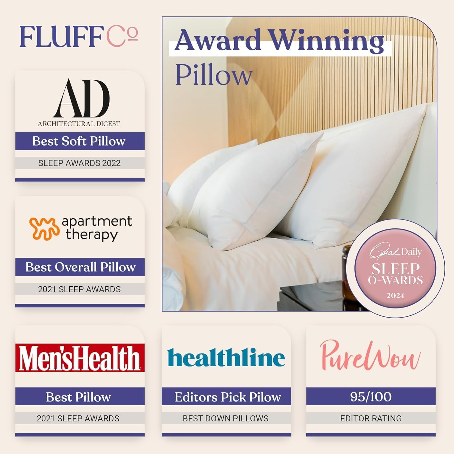 Zen Fluff Pillows - down Alternative - Standard/Queen Bed Pillow for Sleeping Made in USA - Luxury Hotel-Quality Pillow - 100% Cotton, 300 Thread Count (Soft Queen Size 1 Pack)
