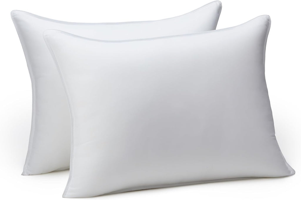 down Alternative Pillow for Back Side Sleepers, Medium Density, Standard Size, 26" X 20", 2-Pack, White