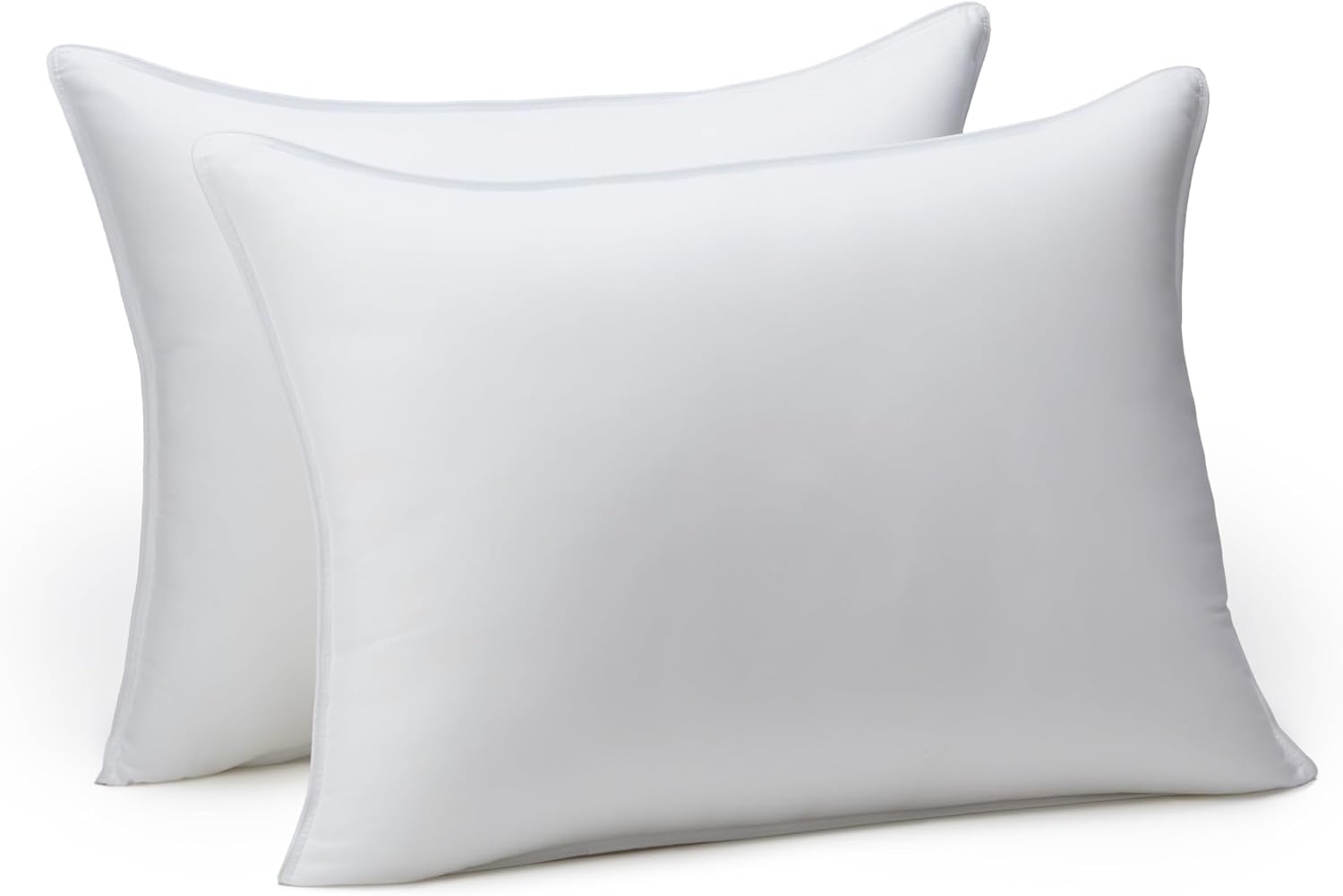 down Alternative Pillow for Back Side Sleepers, Medium Density, Standard Size, 26" X 20", 2-Pack, White