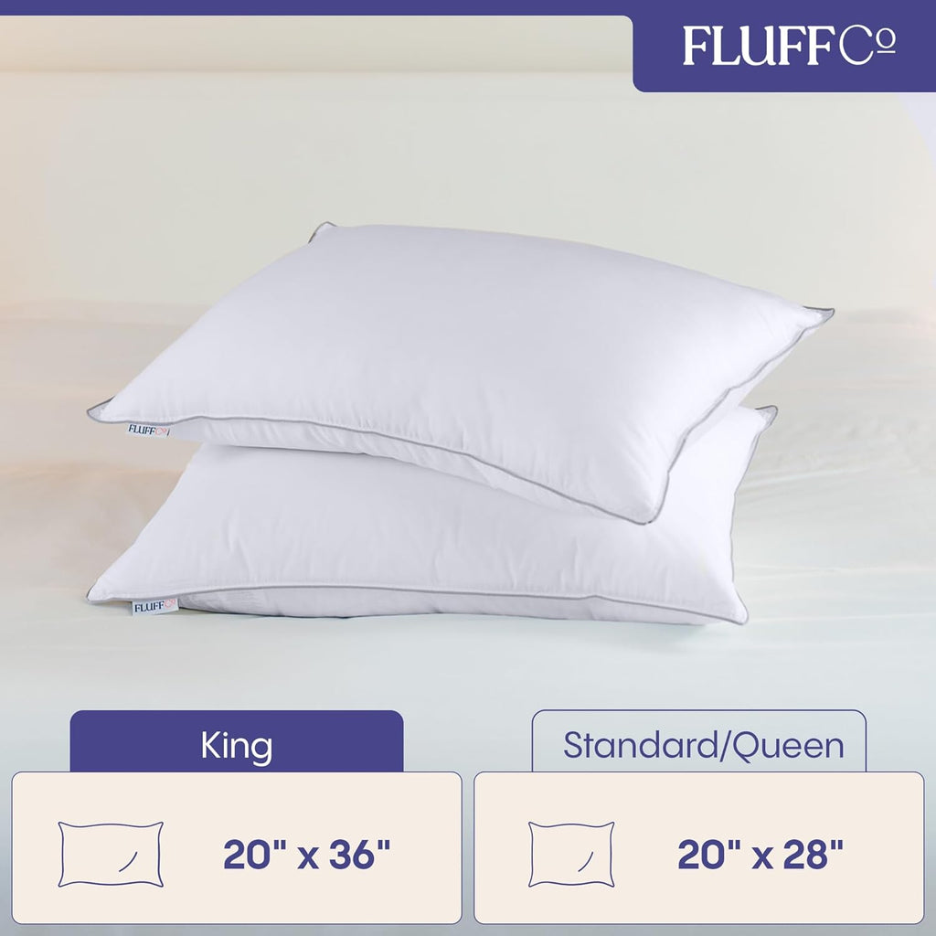 down Alternative Pillows King Size Set of 2 - King Bed Pillows for Sleeping - Made in USA - Cooling Surface and Machine Washable for Side, Back, and Stomach Sleepers