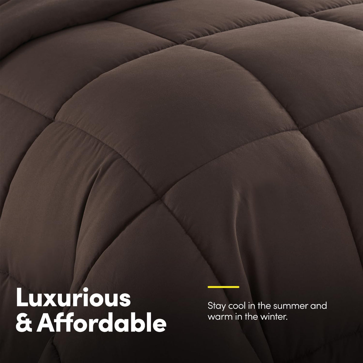 Sweet Home Collection 5 Piece Comforter Set Bag Solid Color All Season Soft Down Alternative Blanket & Luxurious Microfiber Bed Sheets, Brown