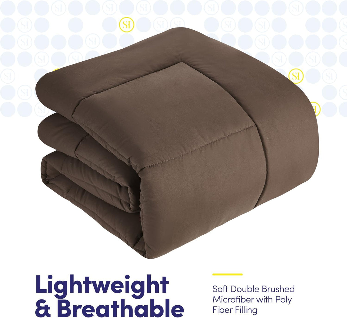 Sweet Home Collection 5 Piece Comforter Set Bag Solid Color All Season Soft Down Alternative Blanket & Luxurious Microfiber Bed Sheets, Brown