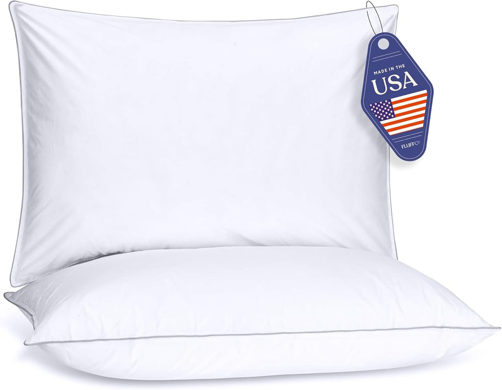 down Alternative Pillows King Size Set of 2 - King Bed Pillows for Sleeping - Made in USA - Cooling Surface and Machine Washable for Side, Back, and Stomach Sleepers