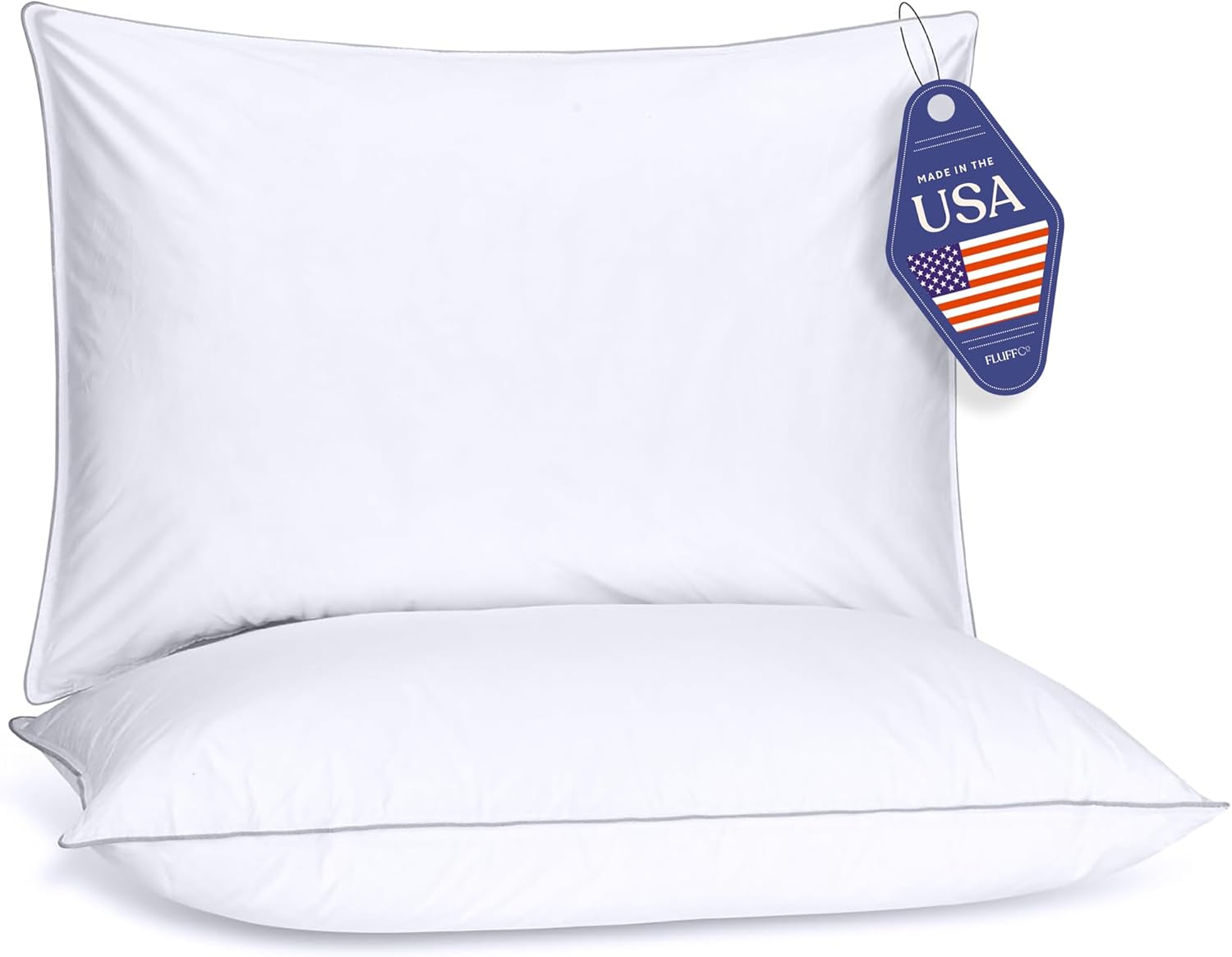 down Alternative Pillows King Size Set of 2 - King Bed Pillows for Sleeping - Made in USA - Cooling Surface and Machine Washable for Side, Back, and Stomach Sleepers