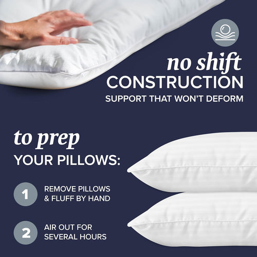 Bed Pillows Standard/Queen Size Set of 2 - Original Soft down Alternative Pillow for Sleeping - Soft Support for Back, Stomach or Side Sleepers