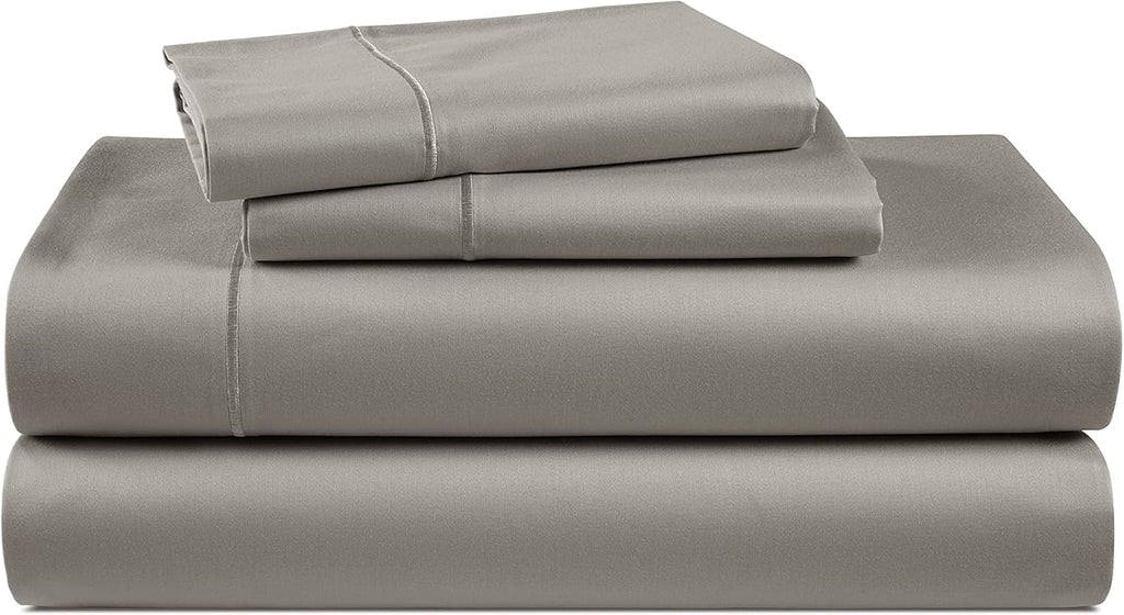 100% Egyptian Cotton Sheets Queen Size Bed Set – Naturally Cooling & Breathable Sateen Queen Sheets Set, Authentic Long-Staple Cotton for Lasting Softness, Snug Fit 15" Deep Pocket Fitted - Charcoal