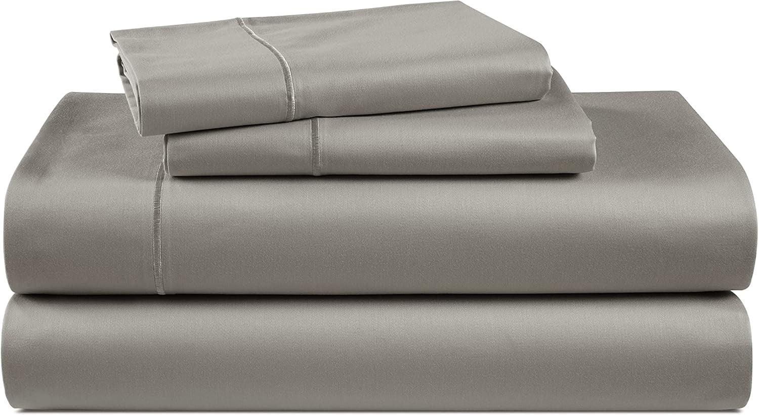 100% Egyptian Cotton Sheets Queen Size Bed Set – Naturally Cooling & Breathable Sateen Queen Sheets Set, Authentic Long-Staple Cotton for Lasting Softness, Snug Fit 15" Deep Pocket Fitted - Charcoal