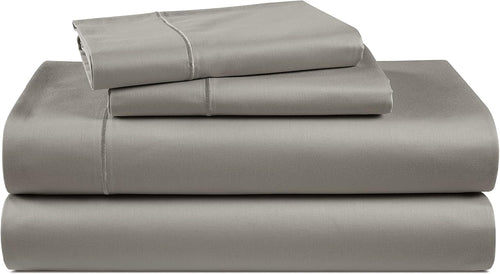 100% Egyptian Cotton Sheets Queen Size Bed Set – Naturally Cooling & Breathable Sateen Queen Sheets Set, Authentic Long-Staple Cotton for Lasting Softness, Snug Fit 15" Deep Pocket Fitted - Charcoal