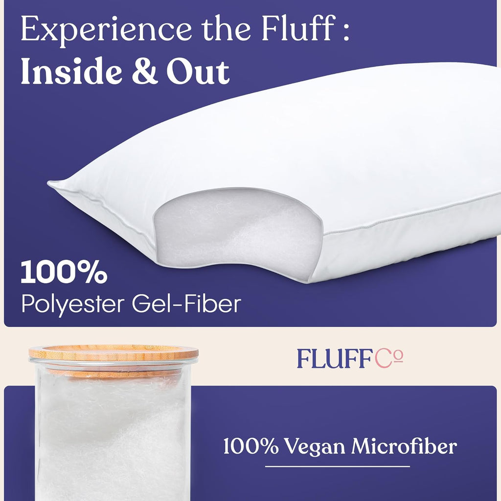 down Alternative Pillows King Size Set of 2 - King Bed Pillows for Sleeping - Made in USA - Cooling Surface and Machine Washable for Side, Back, and Stomach Sleepers