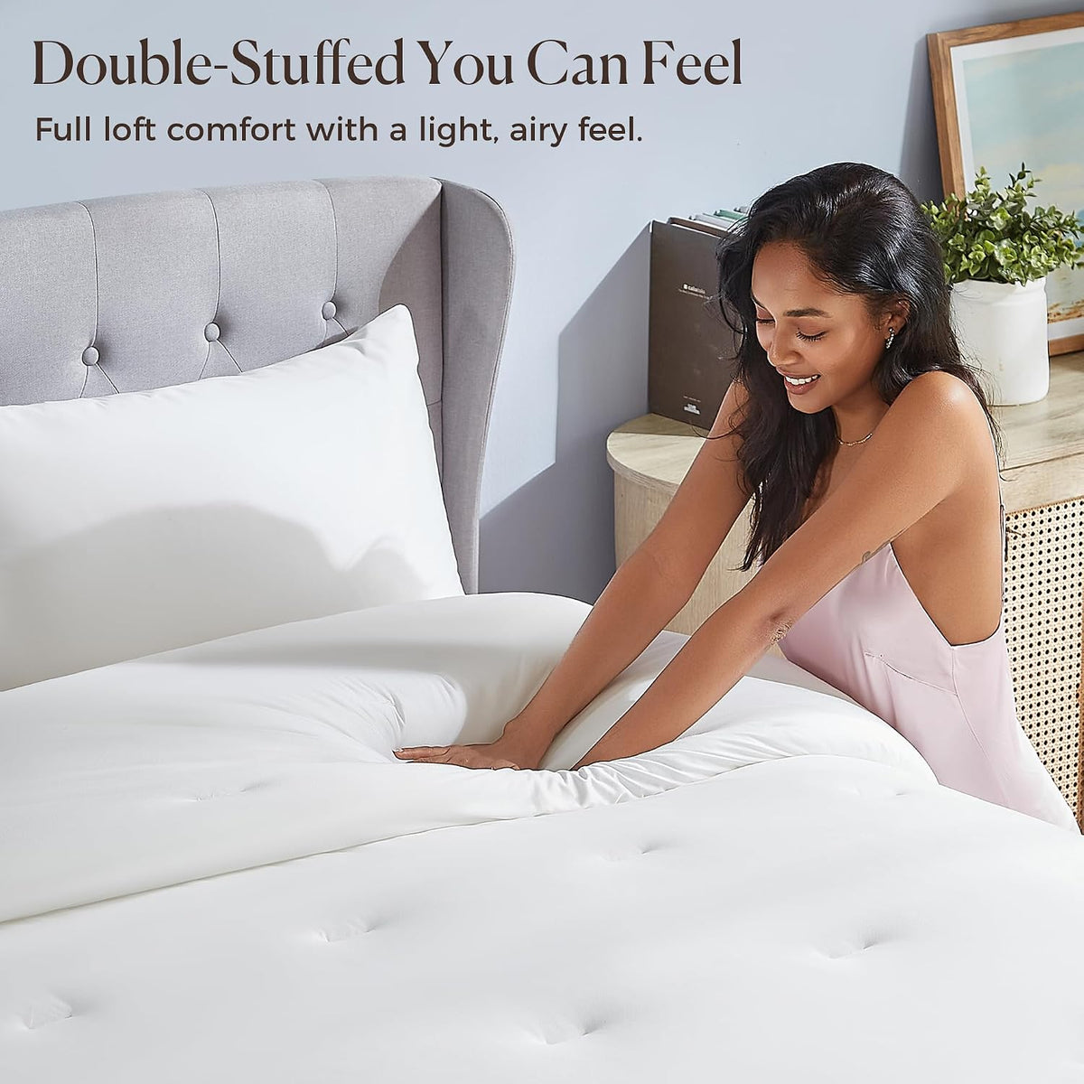 Marshmallow Comforter Full/Queen-king/cal-king Size, Extra Fluffy Cloud Soft Down Alternative Duvet Insert - Hypoallergenic Double-Stuffed Quilted Bed Comforter - All-Season Cooling Lightweight
