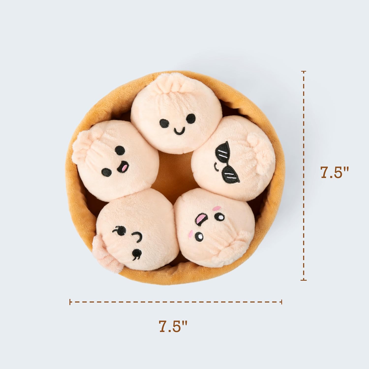 Emotional Support Dumplings by Relatable, Cuddly Stuffed Animals and Toys, Squishy Toys and Plushies, Great Gift Ideas for Loved Ones of All Ages, Includes 5 Plushies with Carrying Basket