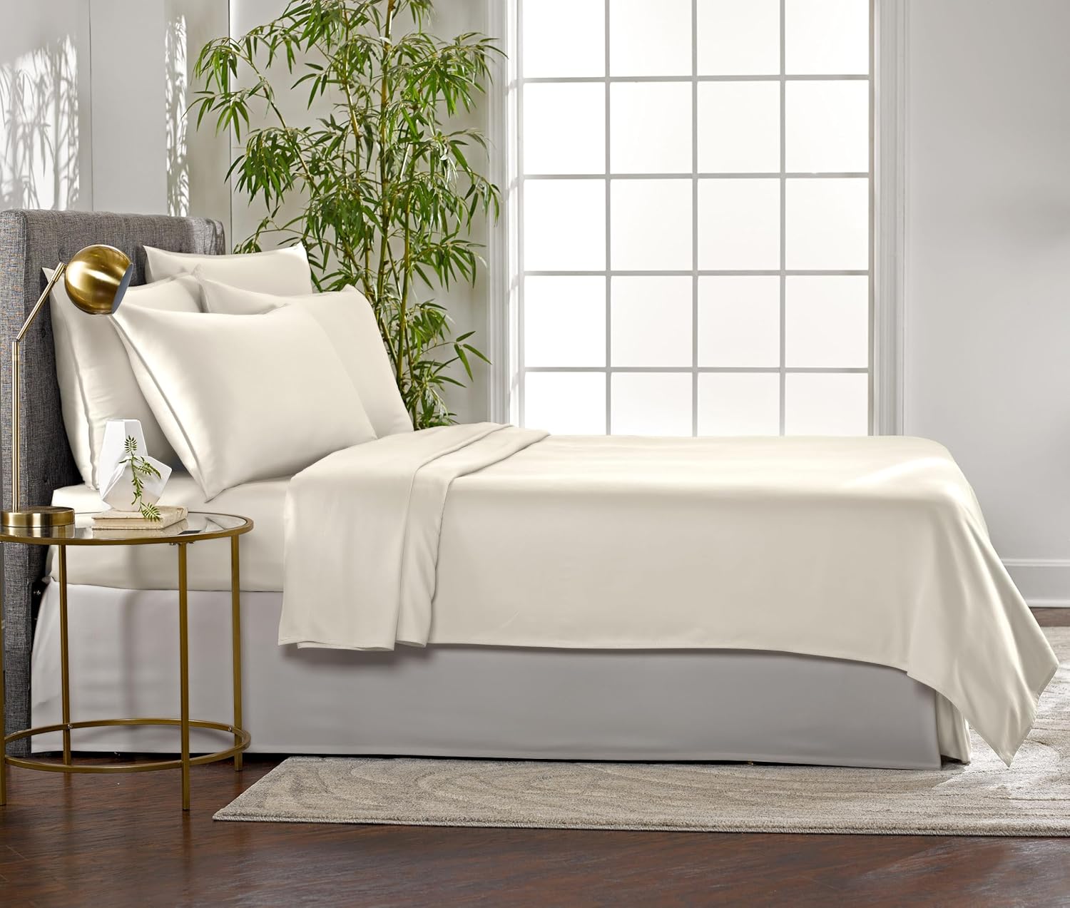 Full Sheets, Genuine 100% Organic Viscose Derived from Bamboo Bed Sheet Set, Luxuriously Soft & Cooling, Double Stitching, 2 Year Quality Promise (Full, Ivory)