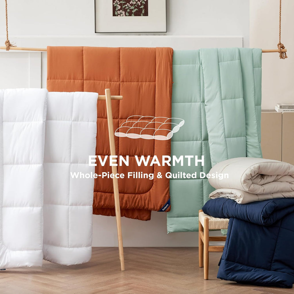 Comforter Duvet Insert - Quilted Comforters Queen Size, All Season Duvet, Gentlesoft down Alternative Bedding, with 8 Tabs, Gifts for Women/Men, White, Queen 88 X 88 Inches