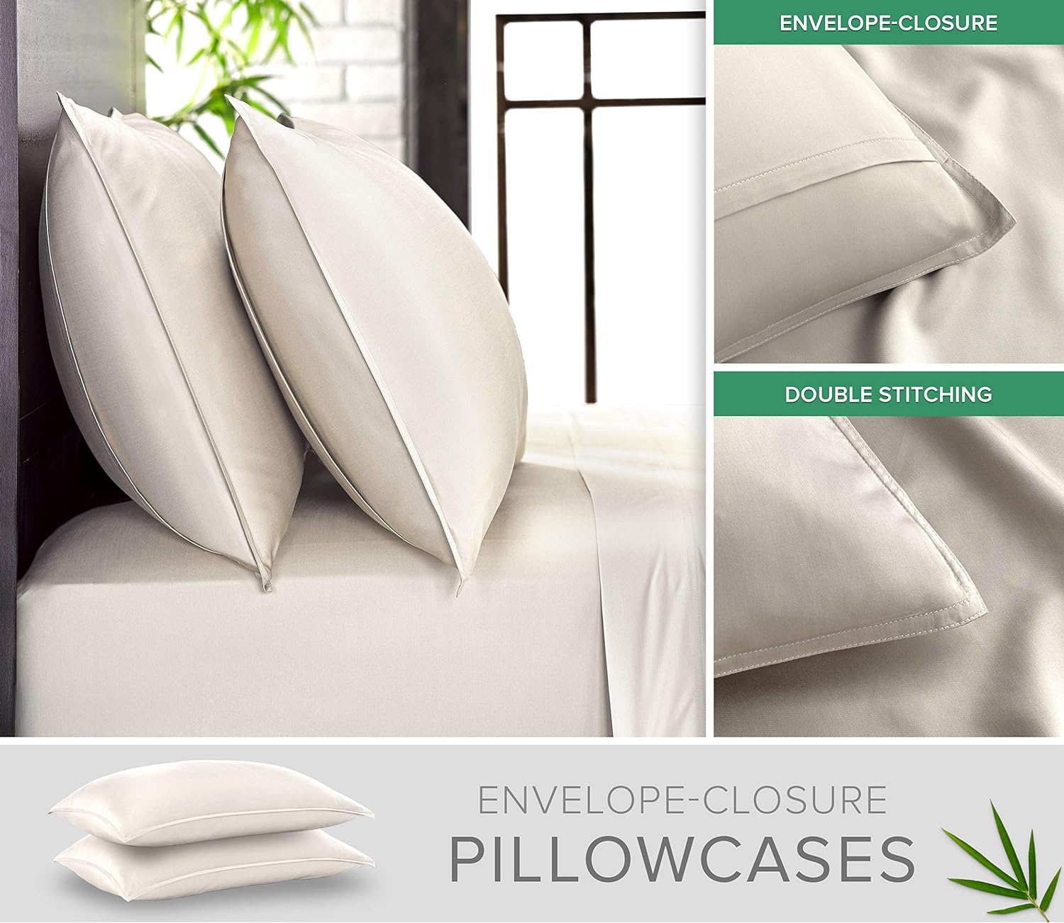 Full Sheets, Genuine 100% Organic Viscose Derived from Bamboo Bed Sheet Set, Luxuriously Soft & Cooling, Double Stitching, 2 Year Quality Promise (Full, Ivory)