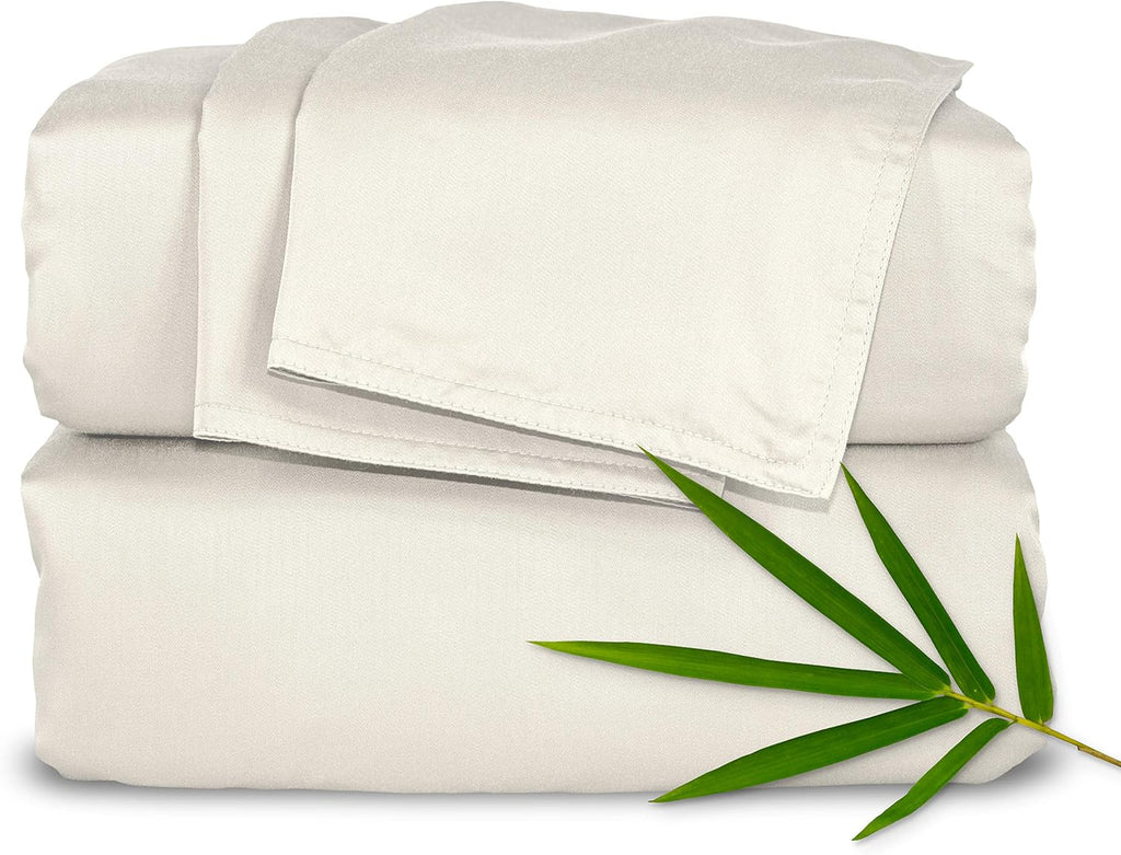 Full Sheets, Genuine 100% Organic Viscose Derived from Bamboo Bed Sheet Set, Luxuriously Soft & Cooling, Double Stitching, 2 Year Quality Promise (Full, Ivory)