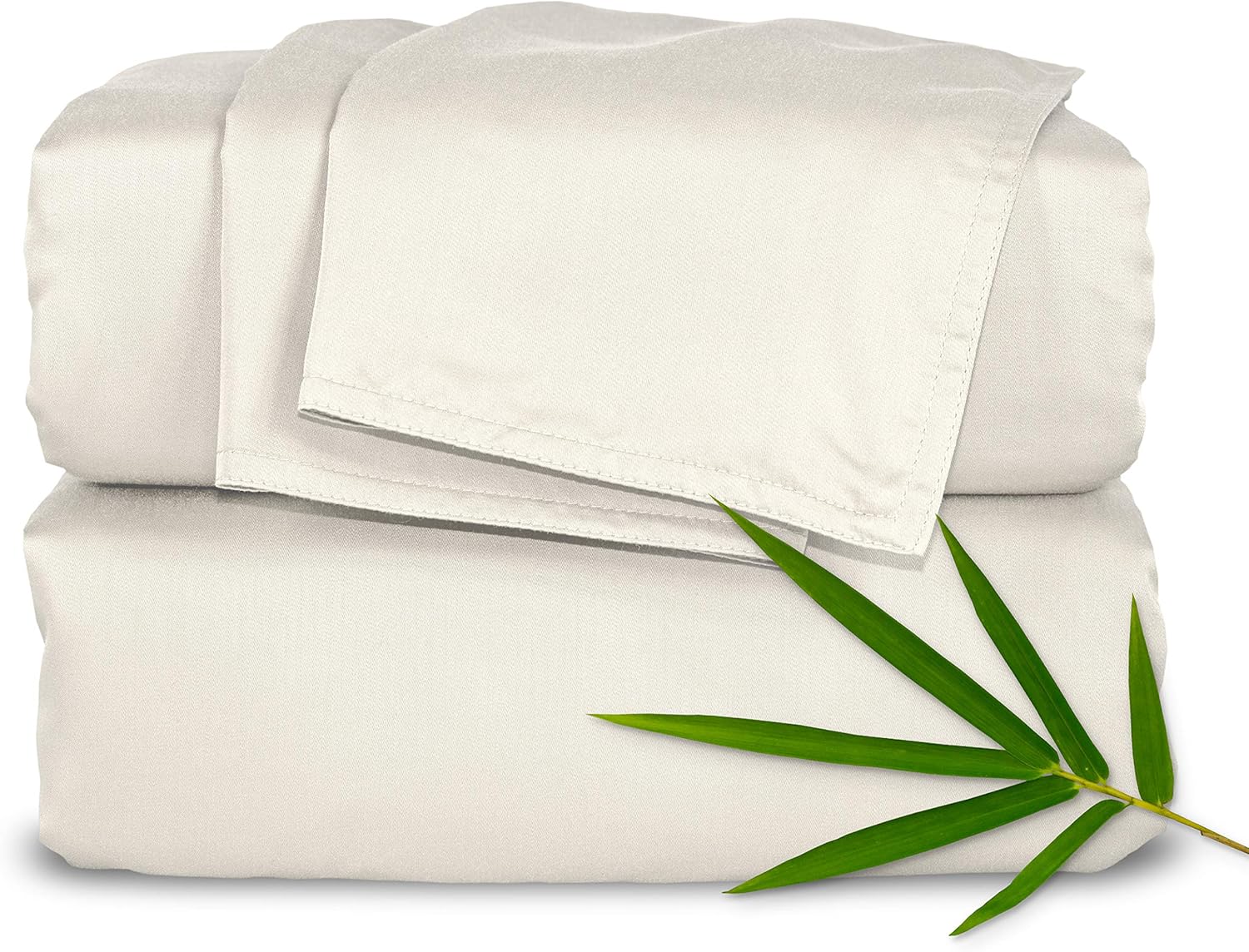 Full Sheets, Genuine 100% Organic Viscose Derived from Bamboo Bed Sheet Set, Luxuriously Soft & Cooling, Double Stitching, 2 Year Quality Promise (Full, Ivory)