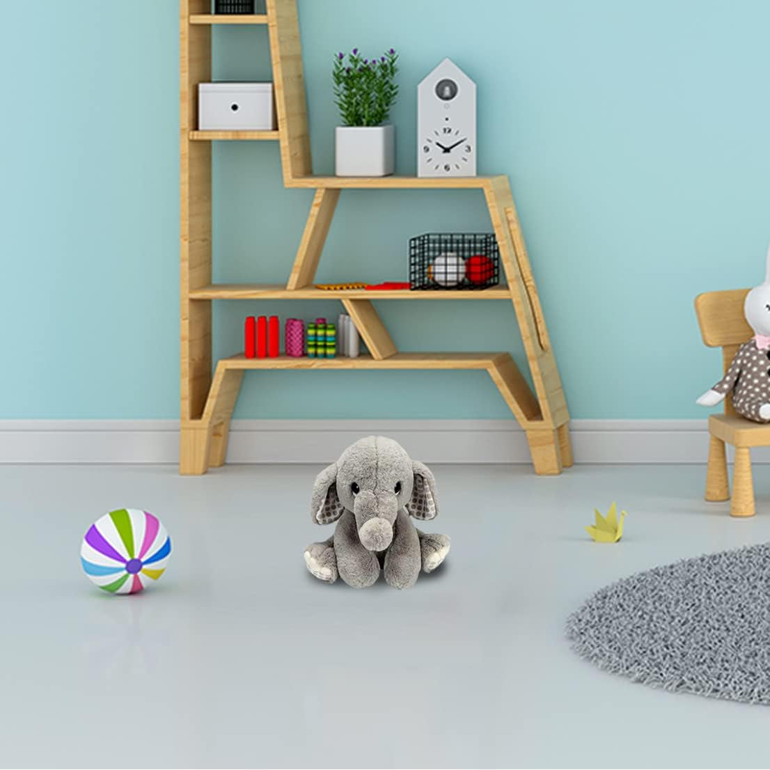 Ebba - Lil' Benny - Jungle Safari Gray Plush Elephant Stuffed Animal for Boys, Baby Stuffed Animals Toy Plushie - Polka Dot