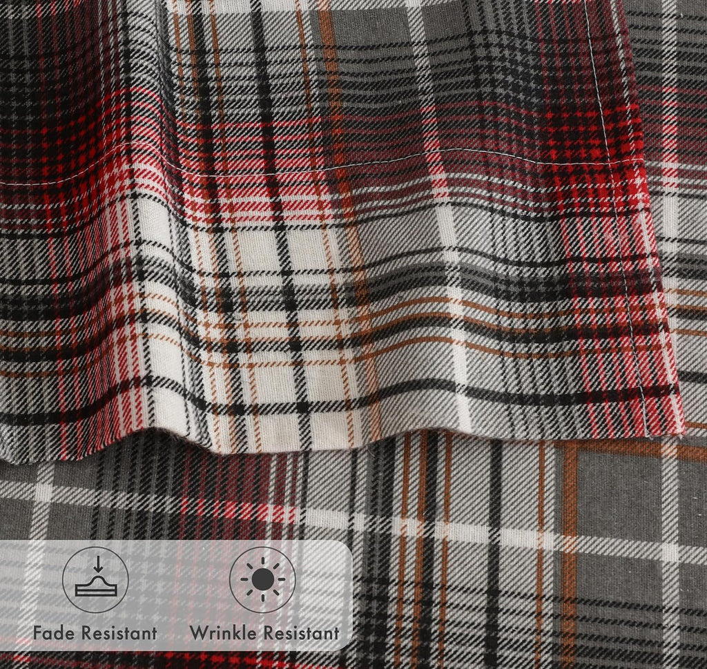 100% Cotton Flannel Sheets Queen Size 4 Pcs Set, Halloween Check