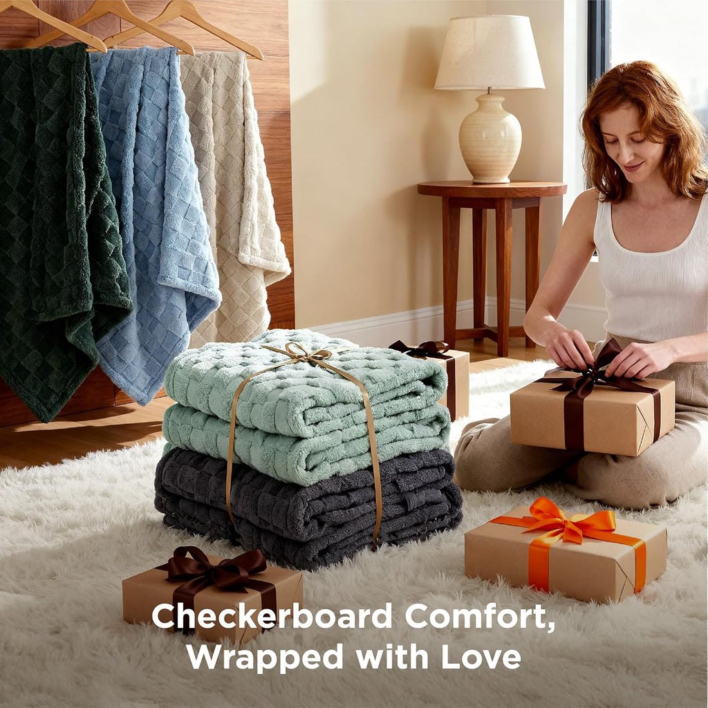 Gentlesoft Blankets Queen Size for Bed - Super Soft Cozy Blanket for Women Men Girls, Large Fuzzy Fleece Throw for Bedroom Decor, Sage Green, 90X90 Inches