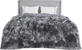 Gentlesoft Fluffy Sherpa Fleece Faux Fur Blankets Queen Size for Bed, Bedroom Decor Winter Bedding Thick Warm Full Queen Blankets, Fuzzy Plush Soft Heavy Mink Cozy Gifts, Tie Dye Grey, 90X90