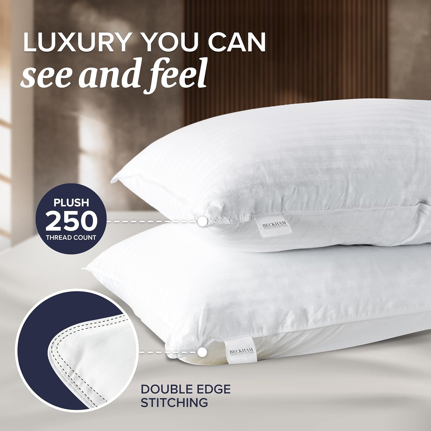 Bed Pillows Standard/Queen Size Set of 2 - Original Soft down Alternative Pillow for Sleeping - Soft Support for Back, Stomach or Side Sleepers