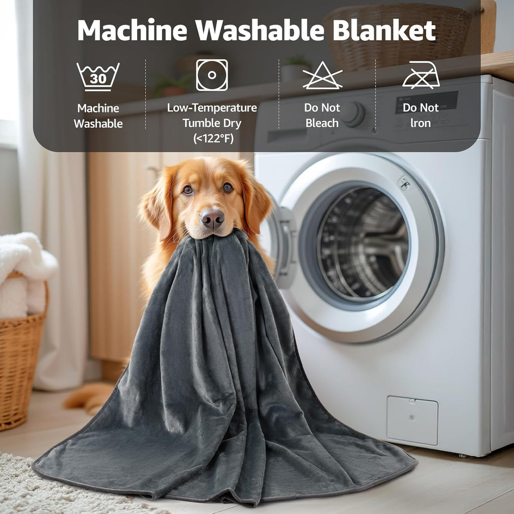 Waterproof Blanket for Bed: Reversible Soft Flannel Twin Bed Blanket 60" X 80", Leakproof Throw Spill-Proof Dog Pet Blanket for Couch, Sofa Protect, Movie Time, Camping, Travel, Grey
