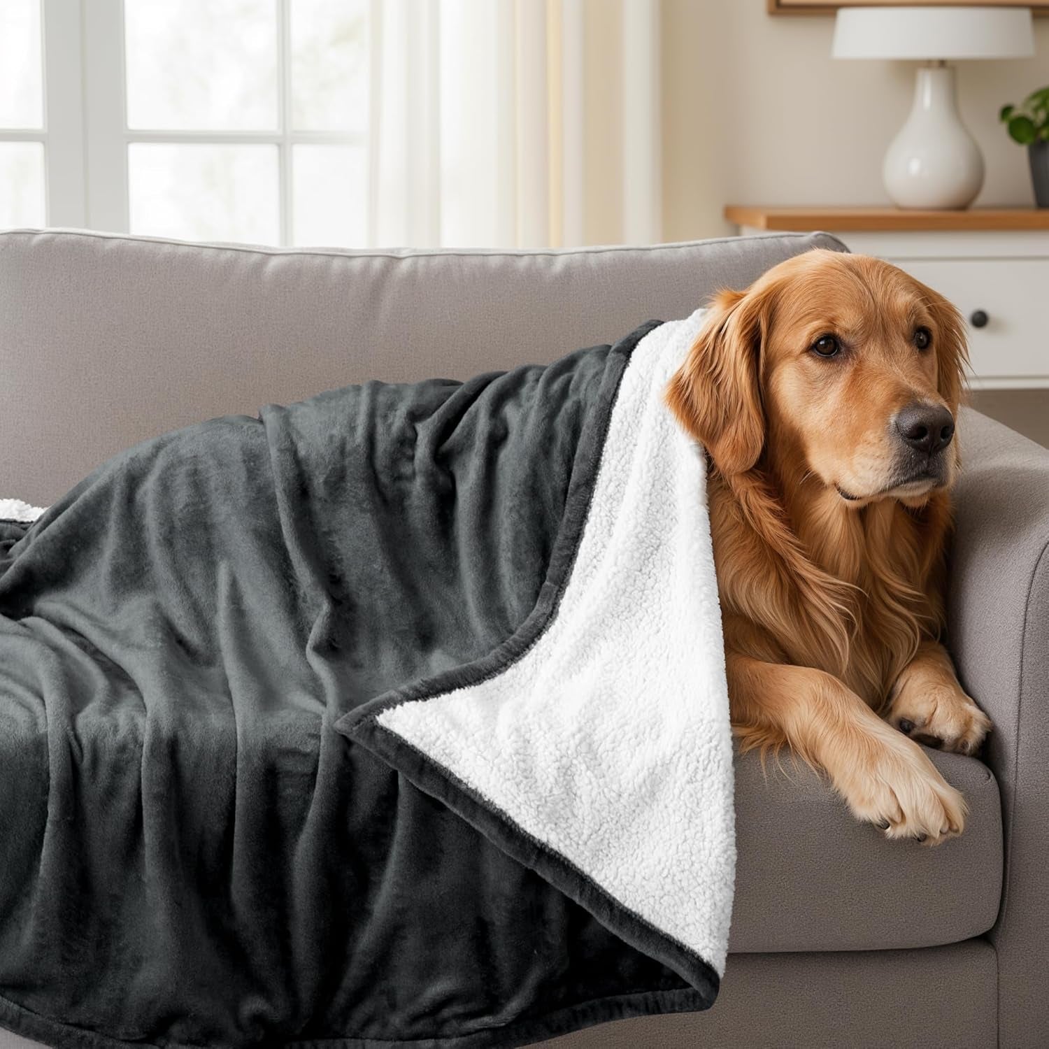 Sherpa Blanket Queen Size (Grey, 90X90 Inches) - Soft Lightweight Plush Fleece Reversible Blanket for Bed, Sofa, Couch, Camping and Travel